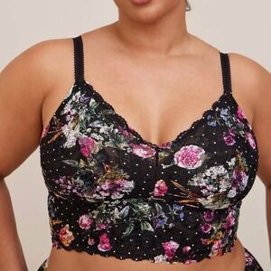 NWT Torrid Curve Unlined Floral Lace Bralette Sz 5X Pullover Black Wireless Crop
